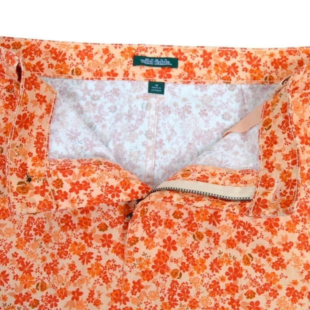 Wild Fable Ditsy Floral Print Autumn Orange Mini Skirt,‎ Size 12 NEW - Picture 3 of 5